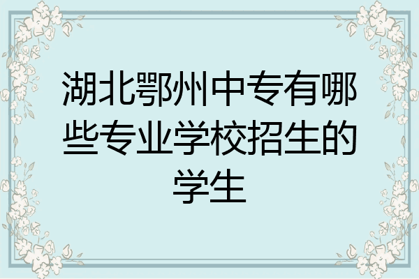 湖北鄂州中专有哪些专业学校招生的学生
