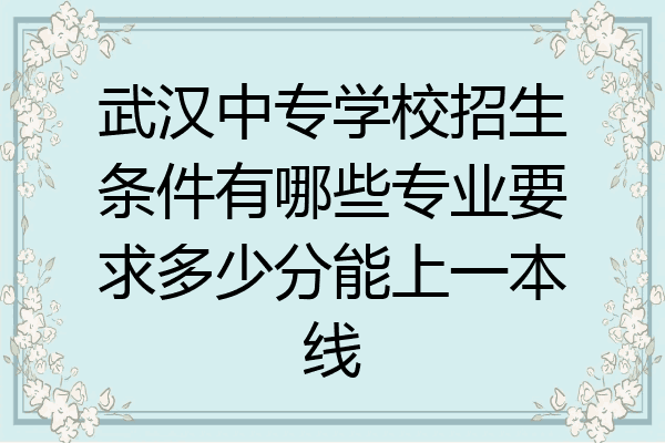 武汉中专学校招生条件有哪些专业要求多少分能上一本线