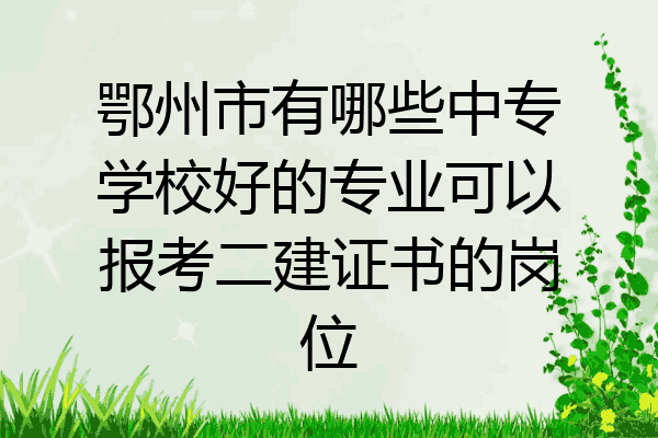 鄂州市有哪些中专学校好的专业可以报考二建证书的岗位