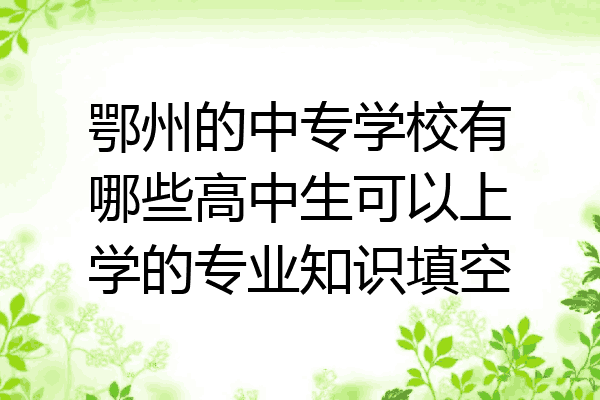 鄂州的中专学校有哪些高中生可以上学的专业知识填空
