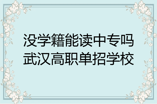 没学籍能读中专吗武汉高职单招学校