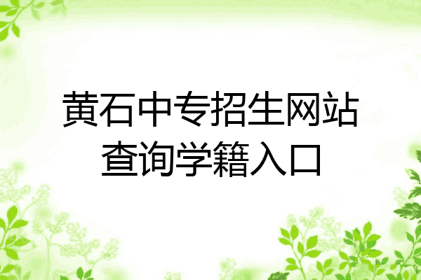 黄石中专招生网站查询学籍入口