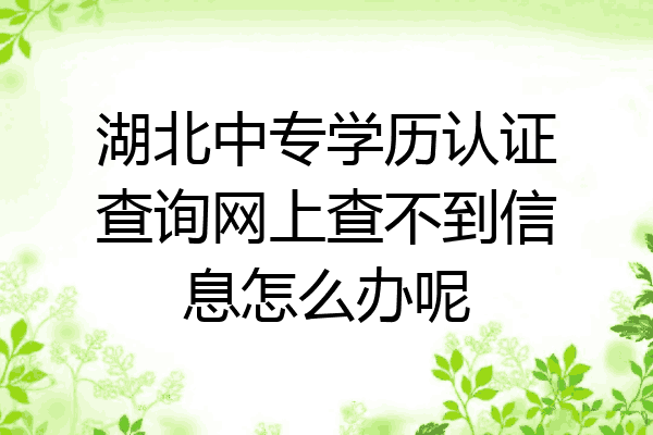 湖北中专学历认证查询网上查不到信息怎么办呢