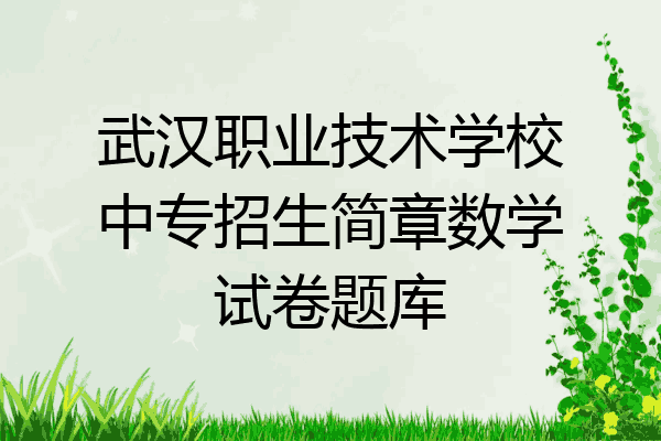 武汉职业技术学校中专招生简章数学试卷题库