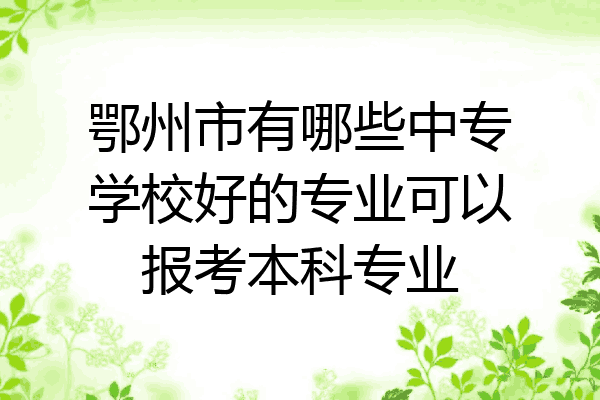 鄂州市有哪些中专学校好的专业可以报考本科专业