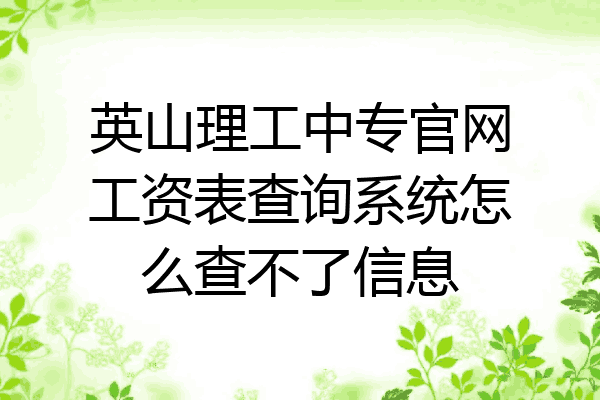 英山理工中专官网工资表查询系统怎么查不了信息