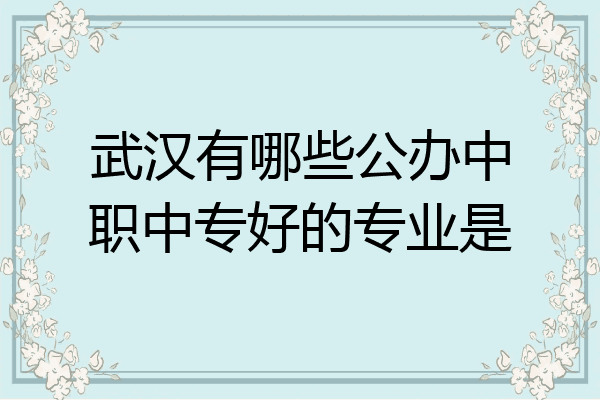 武汉有哪些公办中职中专好的专业是