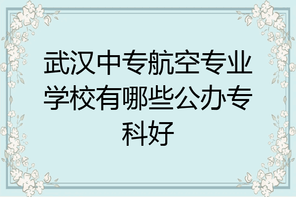 武汉中专航空专业学校有哪些公办专科好
