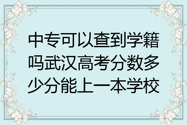 中专可以查到学籍吗武汉高考分数多少分能上一本学校