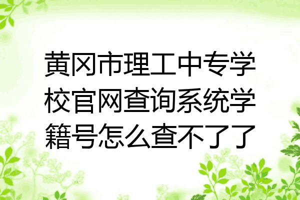 黄冈市理工中专学校官网查询系统学籍号怎么查不了了