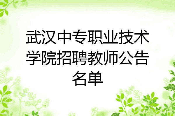 武汉中专职业技术学院招聘教师公告名单
