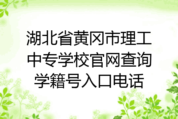 湖北省黄冈市理工中专学校官网查询学籍号入口电话