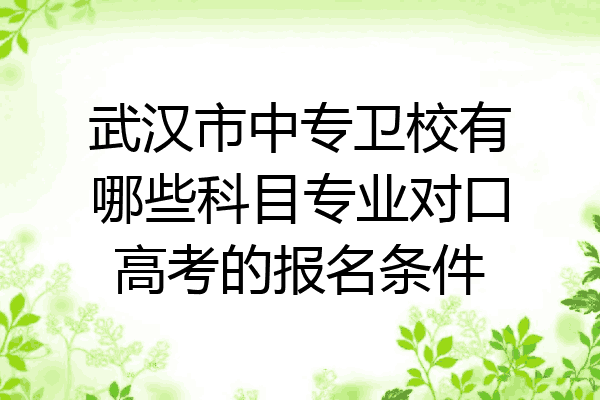 武汉市中专卫校有哪些科目专业对口高考的报名条件
