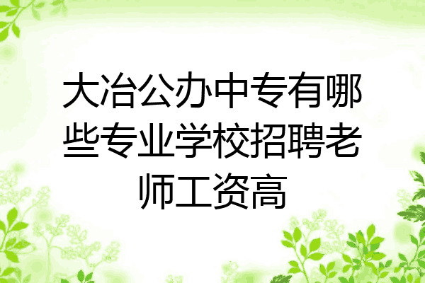 大冶公办中专有哪些专业学校招聘老师工资高