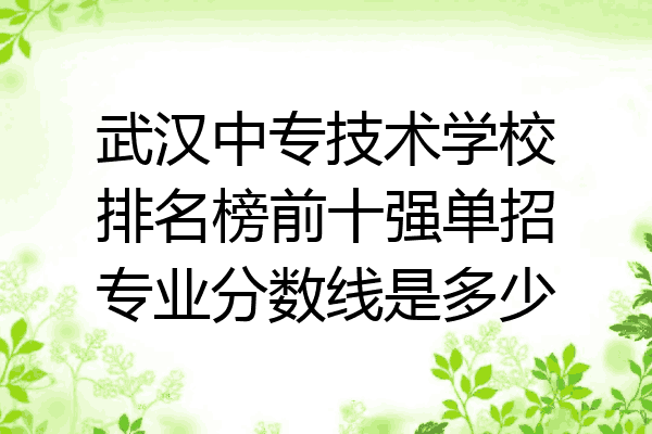 武汉中专技术学校排名榜前十强单招专业分数线是多少