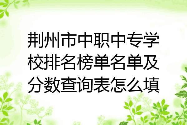 荆州市中职中专学校排名榜单名单及分数查询表怎么填