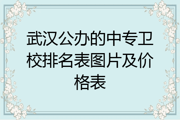 武汉公办的中专卫校排名表图片及价格表