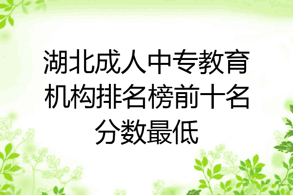 湖北成人中专教育机构排名榜前十名分数最低