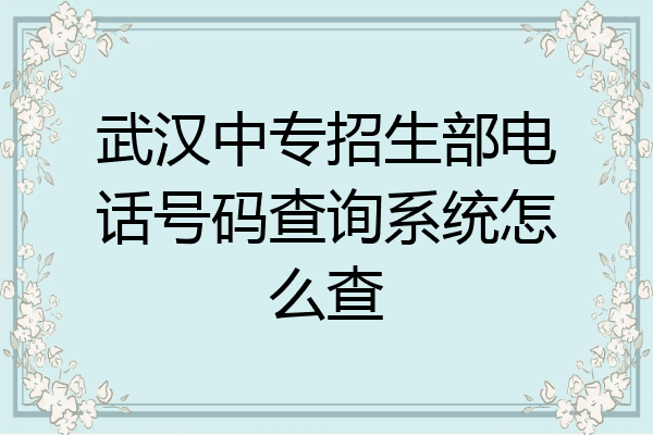 武汉中专招生部电话号码查询系统怎么查