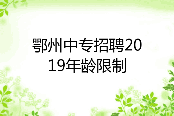 鄂州中专招聘2019年龄限制