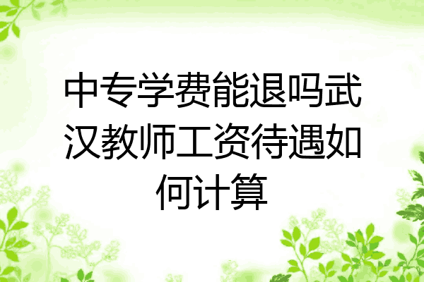 中专学费能退吗武汉教师工资待遇如何计算