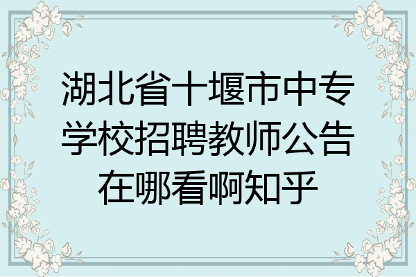 湖北省十堰市中专学校招聘教师公告在哪看啊知乎