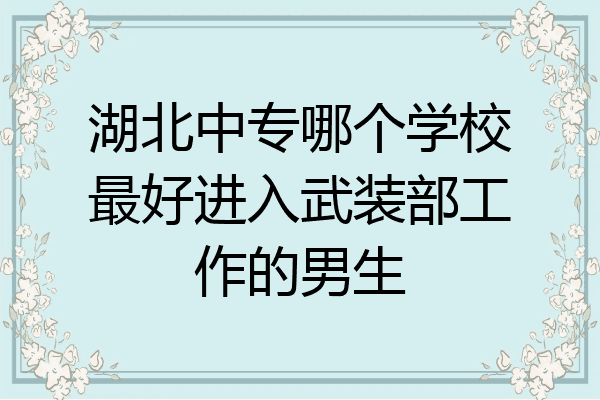 湖北中专哪个学校最好进入武装部工作的男生
