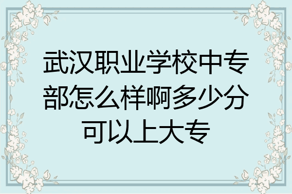 武汉职业学校中专部怎么样啊多少分可以上大专