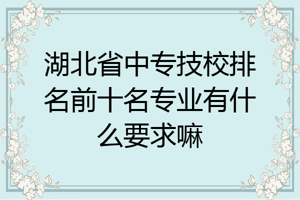 湖北省中专技校排名前十名专业有什么要求嘛