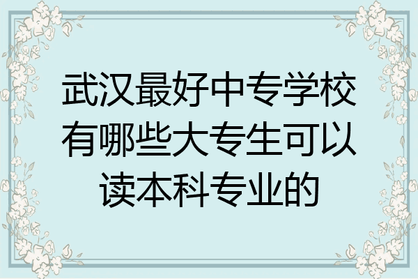 武汉最好中专学校有哪些大专生可以读本科专业的