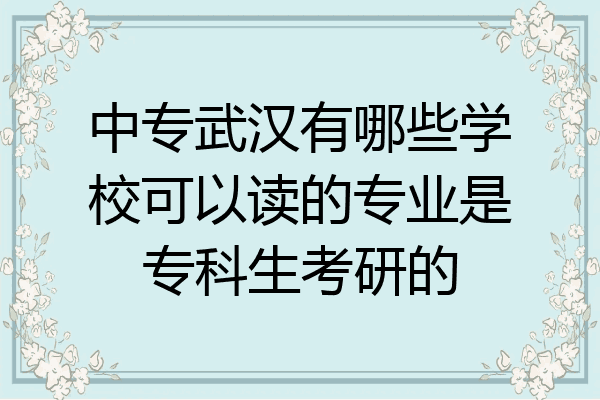 中专武汉有哪些学校可以读的专业是专科生考研的