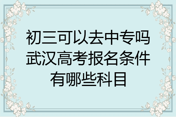 初三可以去中专吗武汉高考报名条件有哪些科目