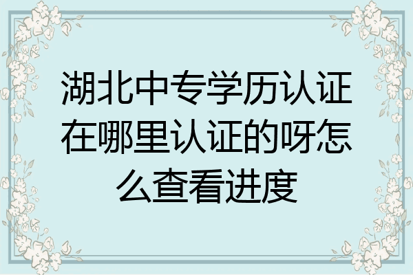 湖北中专学历认证在哪里认证的呀怎么查看进度