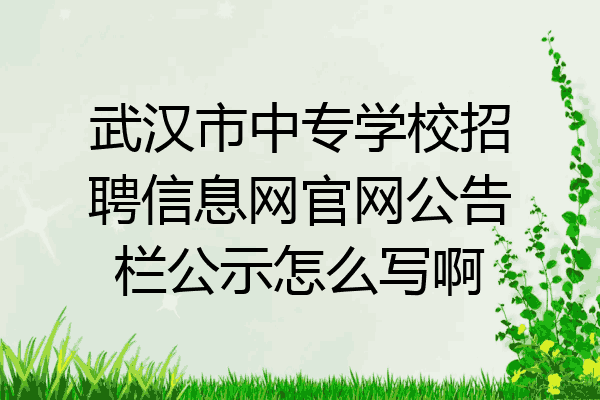 武汉市中专学校招聘信息网官网公告栏公示怎么写啊