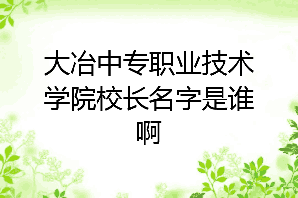 大冶中专职业技术学院校长名字是谁啊
