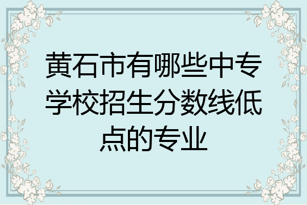 黄石市有哪些中专学校招生分数线低点的专业