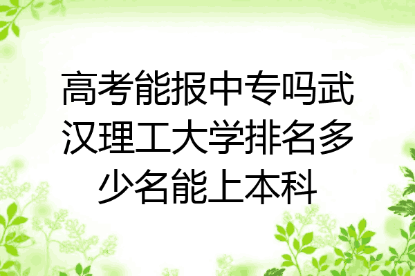 高考能报中专吗武汉理工大学排名多少名能上本科