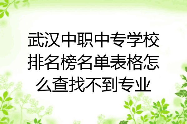 武汉中职中专学校排名榜名单表格怎么查找不到专业