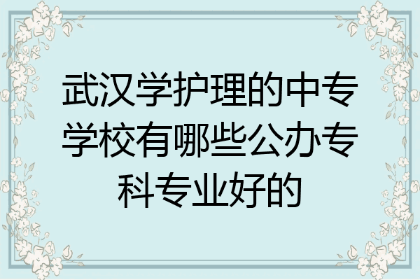 武汉学护理的中专学校有哪些公办专科专业好的