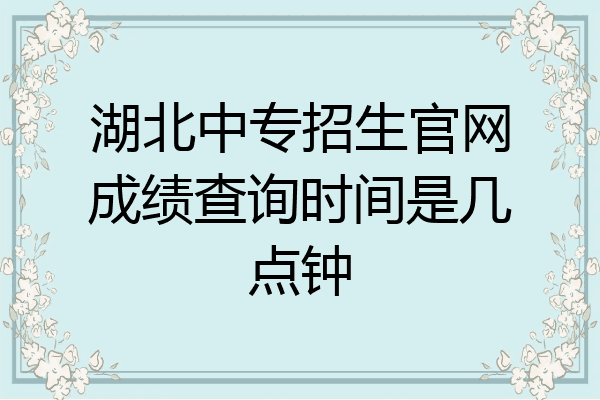 湖北中专招生官网成绩查询时间是几点钟
