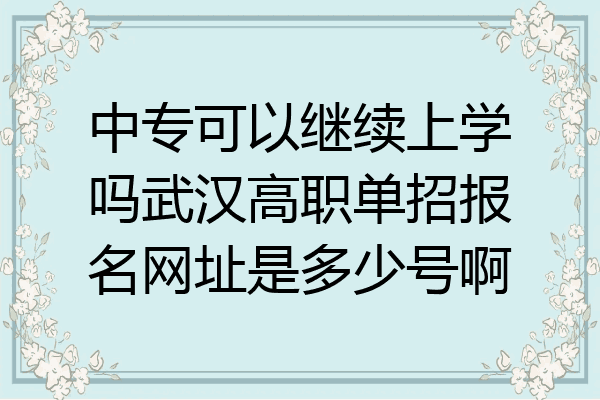 中专可以继续上学吗武汉高职单招报名网址是多少号啊