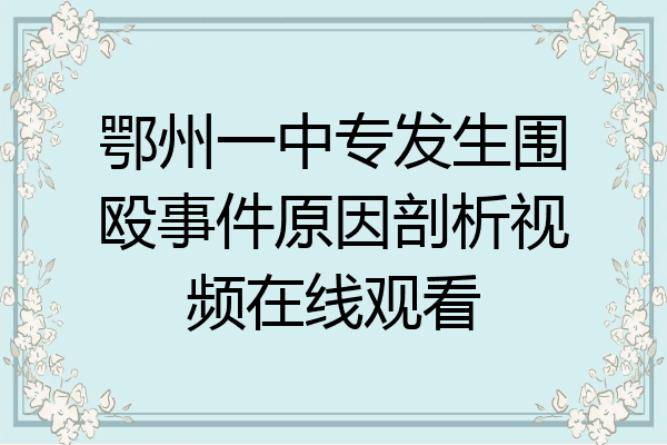 鄂州一中专发生围殴事件原因剖析视频在线观看