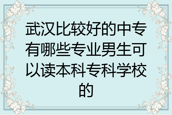 武汉比较好的中专有哪些专业男生可以读本科专科学校的