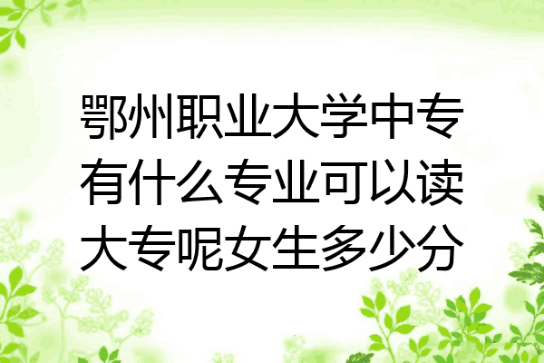鄂州职业大学中专有什么专业可以读大专呢女生多少分