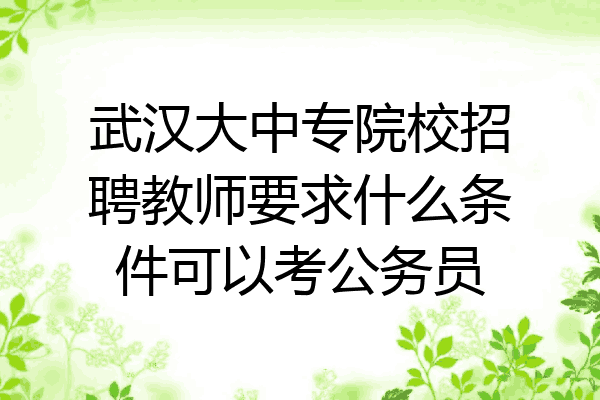 武汉大中专院校招聘教师要求什么条件可以考公务员
