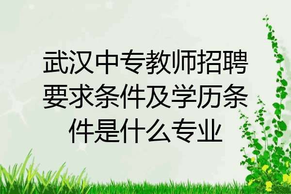 武汉中专教师招聘要求条件及学历条件是什么专业