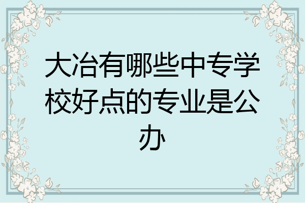大冶有哪些中专学校好点的专业是公办