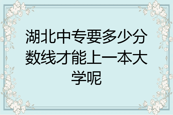 湖北中专要多少分数线才能上一本大学呢