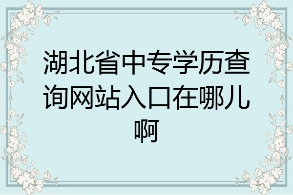 湖北省中专学历查询网站入口在哪儿啊