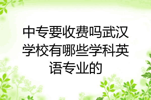 中专要收费吗武汉学校有哪些学科英语专业的